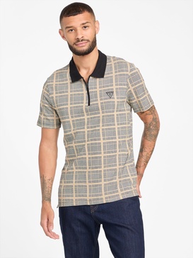 eco zanny plaid zip polo