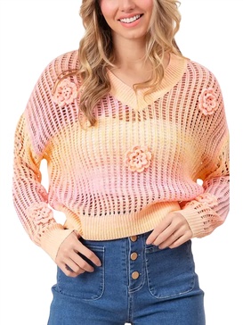 ombre crochet sweater in peach,blush