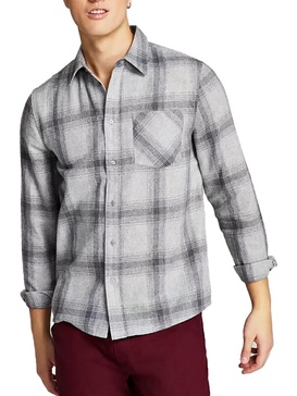 mens flannel collared button-down shirt