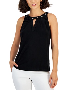 womens sleeveless embellished halter top