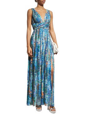 womens chiffon v-neck evening dress