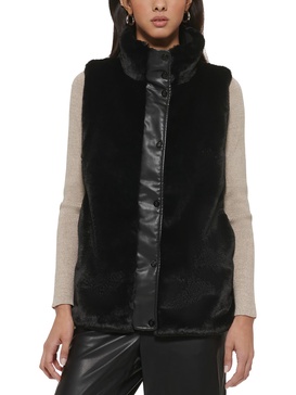 womens faux fur quilted outerwear vest