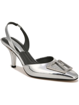 leigha womens metallic embellished slingback heels