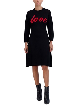 plus womens knit graphic sweaterdress