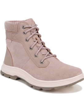 womens water resistant round toe combat & lace-up boots