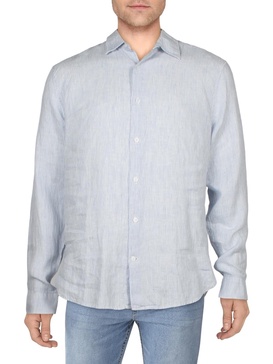 mens linen long sleeve button-down shirt