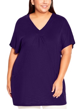 plus womens short sleeve v-neck tunic top