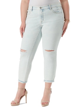 plus mika womens cuffed light wash skinny jeans