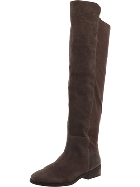 womens faux suede round toe knee-high boots