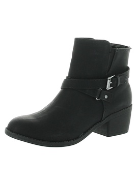 ionic womens faux leather block heel ankle boots