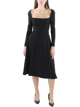 womens midi square neckline fit & flare dress