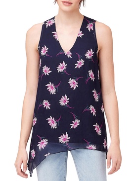 womens floral print asymmetrical blouse