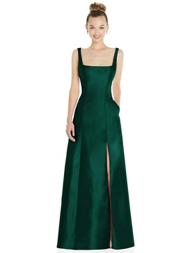 sleeveless square-neck princess line gown with pockets