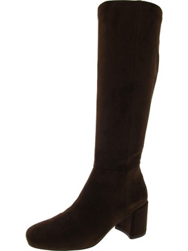 lacey womens faux suede block heel knee-high boots