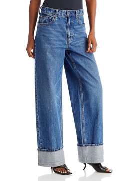 womens denim wide leg jeans