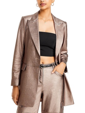 flora womens metallic notch collar one-button blazer