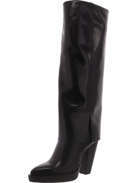 nanfala womens leather pointed toe knee-high boots