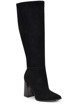 temas womens block heel square toe knee-high boots