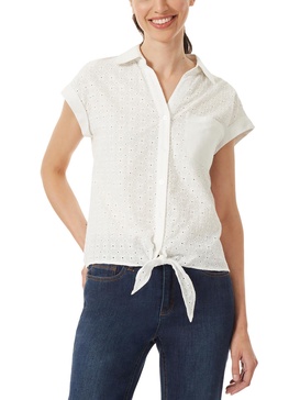 womens blouse cuff sleeve button-down top