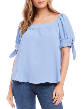 womens square neck puff sleeve blouse