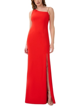 womens side slit polyester evening dress