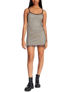 womens embellished mesh slip dress