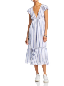 tina womens striped cotton maxi dress