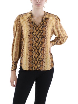 talin womens snake print button-down blouse