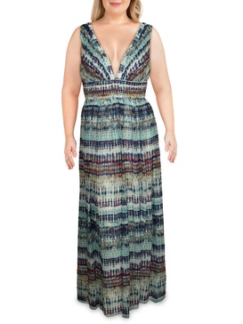 womens printed v-neck maxi dress