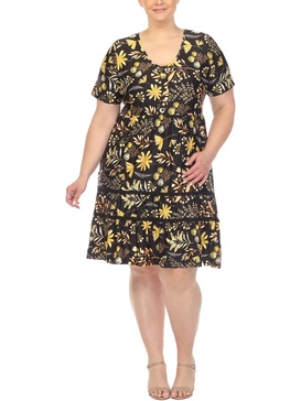 plus womens floral print knee length shift dress