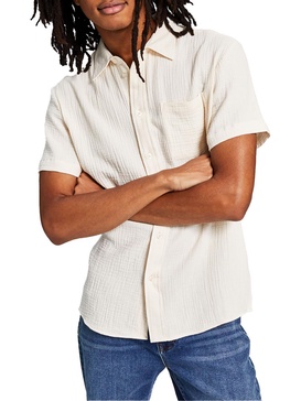 mens crinkle point-collar button-down shirt