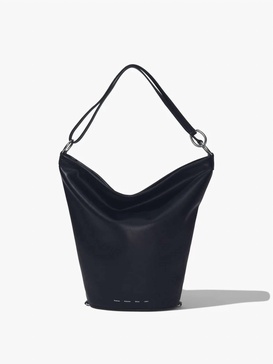 women's spring bucket leather bag in black