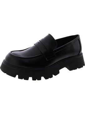 easy womens faux leather penny loafers