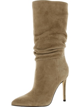 romy womens suede pull on mid-calf boots