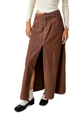 womens corduroy mid rise maxi skirt