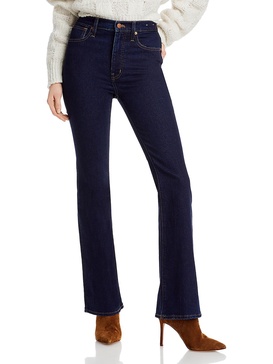 womens high rise dark wash flare jeans