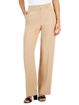 womens high rise solid wide leg pants