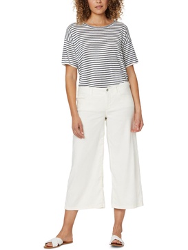 womens linen cropped wide leg pants