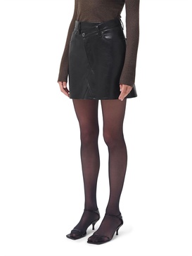 womens recycled leather short mini skirt