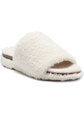 gadini womens faux fur open toe fleece slippers