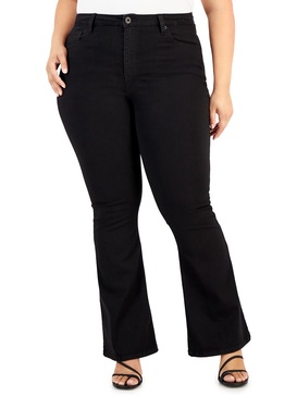 plus womens high rise denim flared jeans