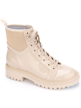 rhode light womens patent leather lace up combat & lace-up boots