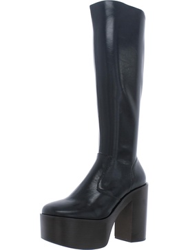 chica womens leather bock heel knee-high boots