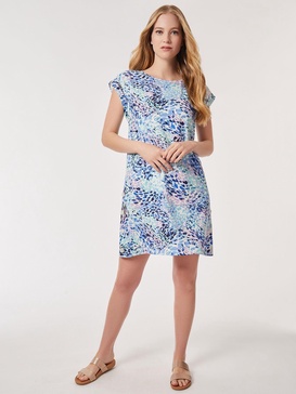 printed side button swing dress