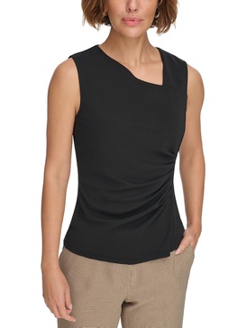 womens matte jersey asymmetric neck blouse