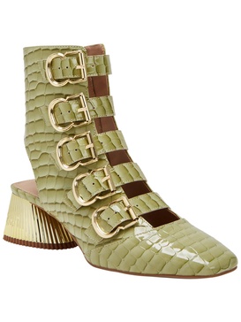 the clarra buckle bootie womens snakeskin square toe booties