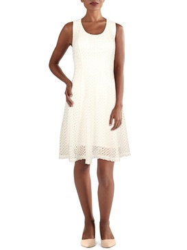 petites womens lace sleeveless fit & flare dress