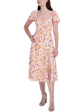 womens knee length floral print midi dress