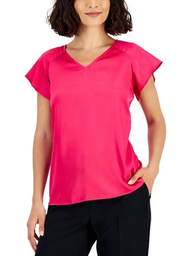 womens v-neck tie-back blouse