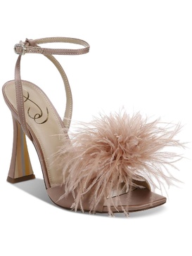 leon womens embellished feathers heels